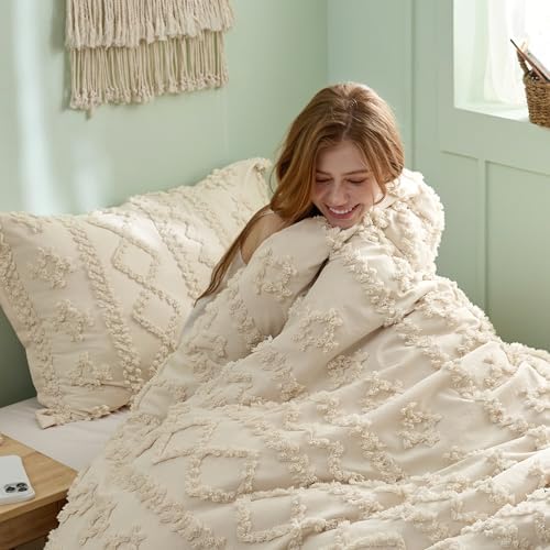 Bedsure Tufted Boho Comforter Set Twin Size