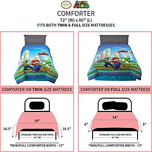 Franco Kids Bedding Super Soft Microfiber Reversible Comforter - Mario