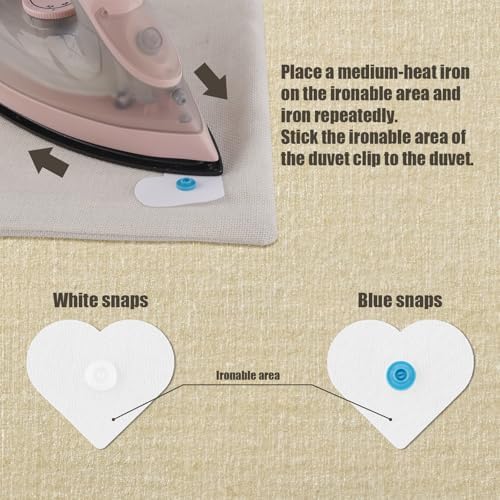 16pcs Heart-Shaped Duvet Clips with 2 Styles