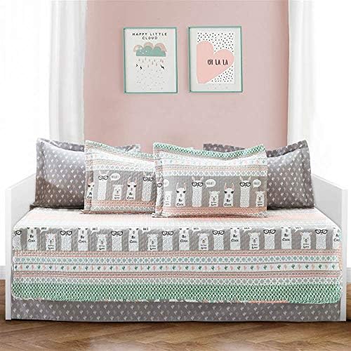 Lush Decor 6-Piece Pink-and-Turquoise Llama Daybed Set