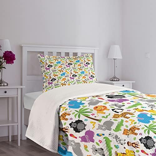 Lunarable Animals Bedspread Set Mustard