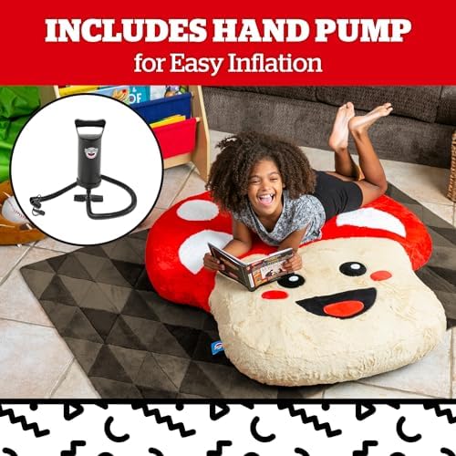 BigMouth Mushroom Shaped Floor Pillow Jumbo Plush Inflatable Lounger for Kids