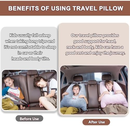 Kids Car Pillow with Memory Foam and Cat-Ear Design