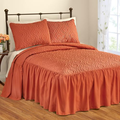 Collections Etc Elegant Clara Textured Ruffle Bedspread
