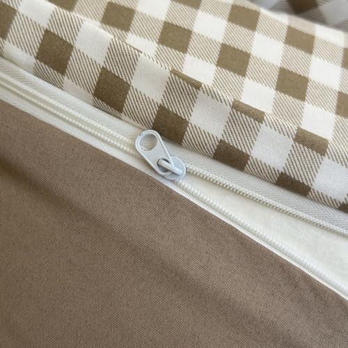 Twin Grid Gingham Duvet Cover Set - Washed Microfiber