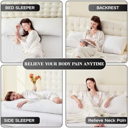 DOWNSTORIA Memory Foam Body Pillow - Fluffy Supportive 20x54 Inch White