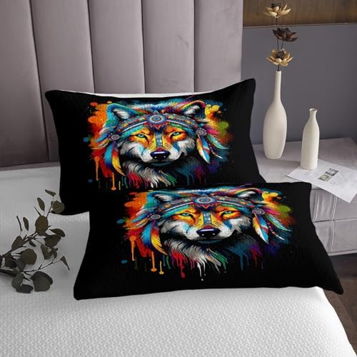 Erosebridal Rainbow Wolf Coverlet Set Kids