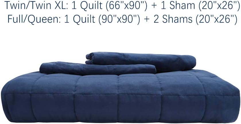 EMME Navy Blue Reversible Twin Quilt Set 1
