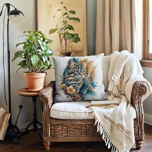 7COLORROOM Watercolor Animals Throw Pillow Covers 2 Pack
