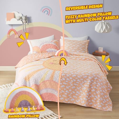 Urban Habitat Kids Twin Quilt Set with Reversible Coverlet and Throw Pillow