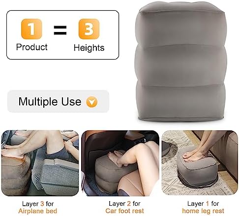 Maliton Inflatable Travel Foot Rest Pillow 2 Pack - Grey 1