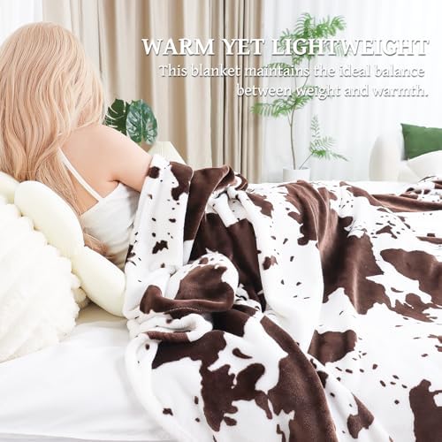 SEEGU Cow Print Fleece Throw Blanket Soft Warm