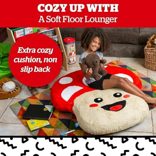 BigMouth Mushroom Shaped Floor Pillow Jumbo Plush Inflatable Lounger for Kids