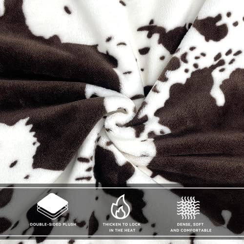 SEEGU Cow Print Fleece Throw Blanket Soft Warm