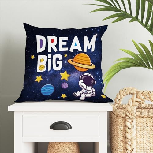 Yuzi-n Space Astronaut Pillow Covers Set of 4 Navy Blue