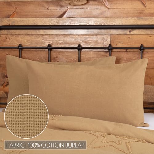 VHC Brands Burlap King Sham 21x37 Tan 1