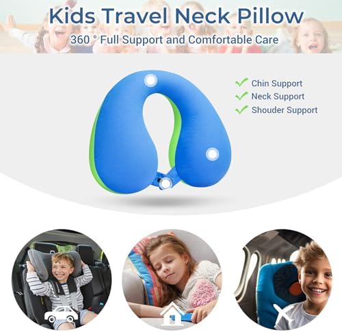 COOLBEBE Kids Travel Neck Pillow Bluish Green