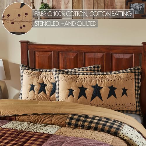 VHC Brands Sham King Quilted Pillow Cover 21x37 Natural