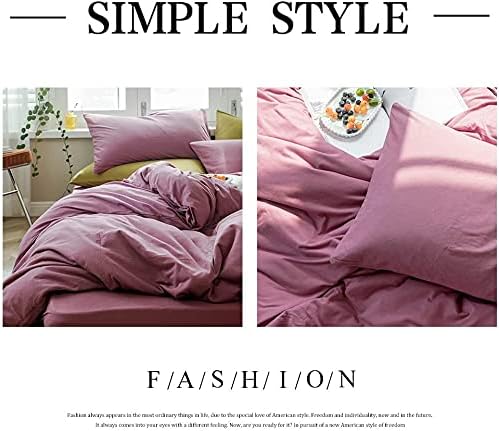 AMWAN Solid Purple Duvet Cover Set Queen Size