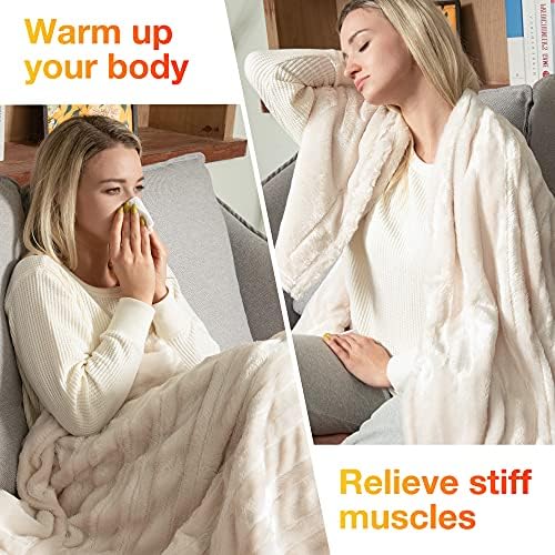 WOOMER Electric Heated Throw Blanket with 4 Heating Levels 1