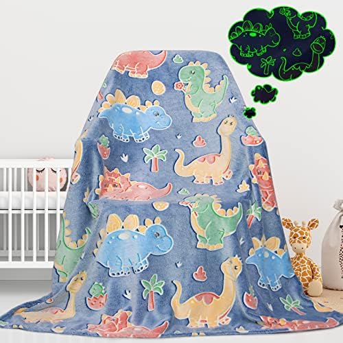 Glow in the Dark Dinosaur Blanket for Kids and Adults