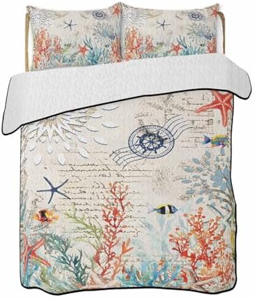 Stongaro Twin XL Quilt Set 3 Pieces Lightweight Coastal Comforter