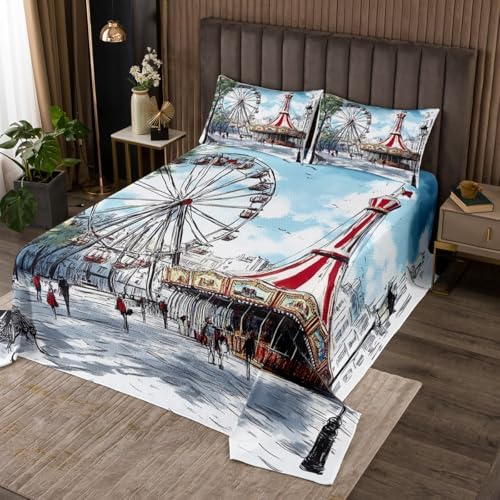 Erosebridal Retro Carousel Bedspread Set for Kids