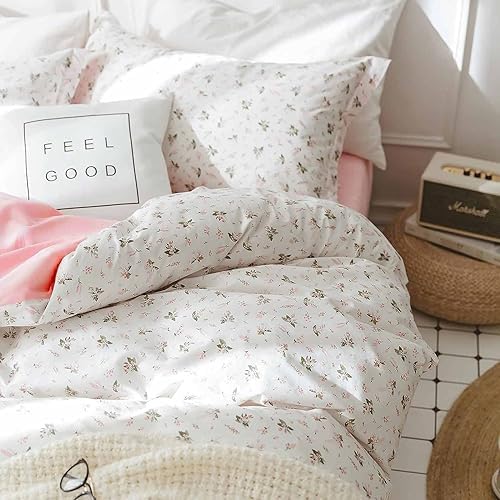 Nanko Pink Floral Queen Duvet Cover Set 3 Piece