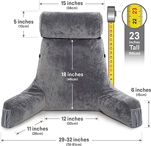 Husband Pillow Medium Dark Grey - Reading and Bed Rest Pillow