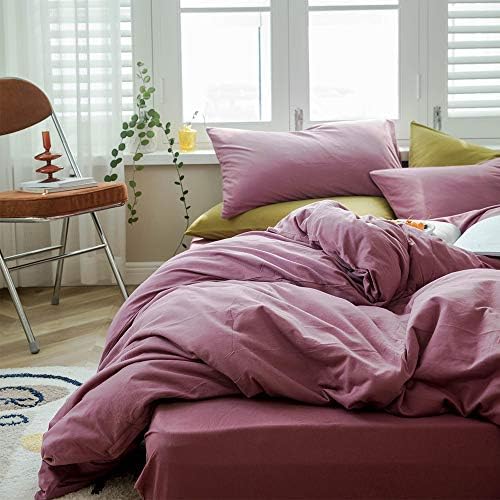 AMWAN Solid Purple Duvet Cover Set Queen Size