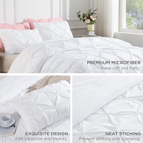 Andency White Queen Comforter Set 3 Piece