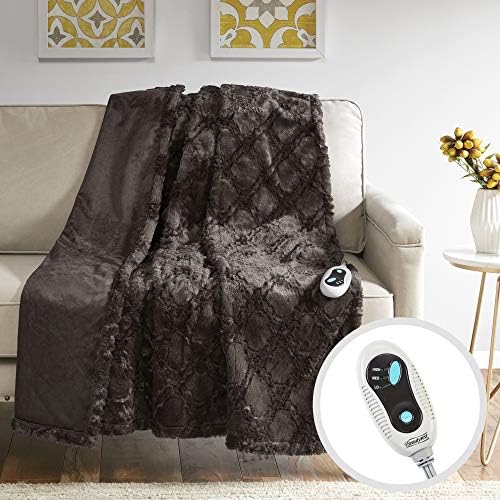 Beautyrest Heated Throw Blanket with Ogee Pattern
