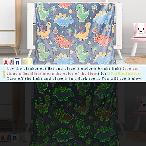 Glow in the Dark Dinosaur Blanket for Kids and Adults