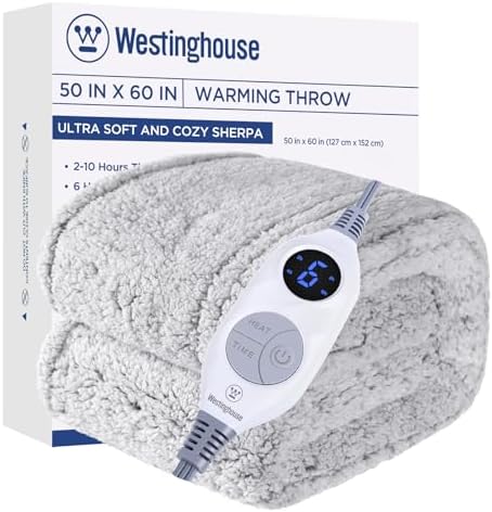 Westinghouse Electric Blanket Throw 50x60 Inches Grey
