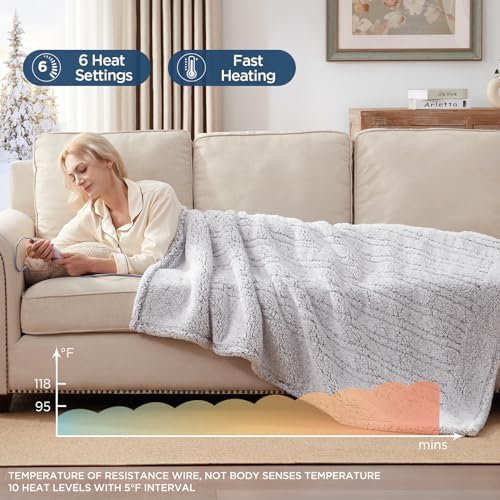 Westinghouse Electric Blanket Throw 50x60 Inches Grey