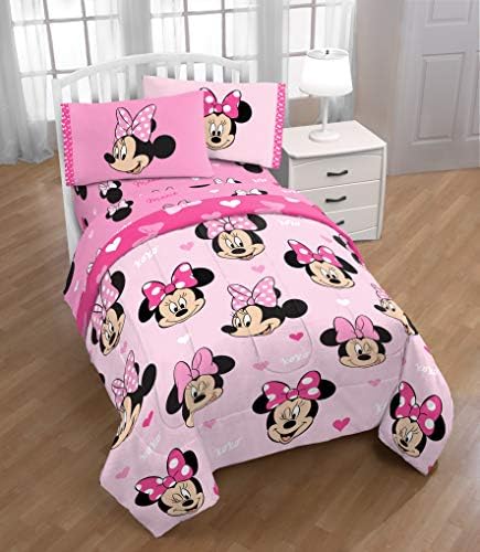 Jay Franco Kids Comforter - Reversible Microfiber Fill Pink Minnie Mouse Twin