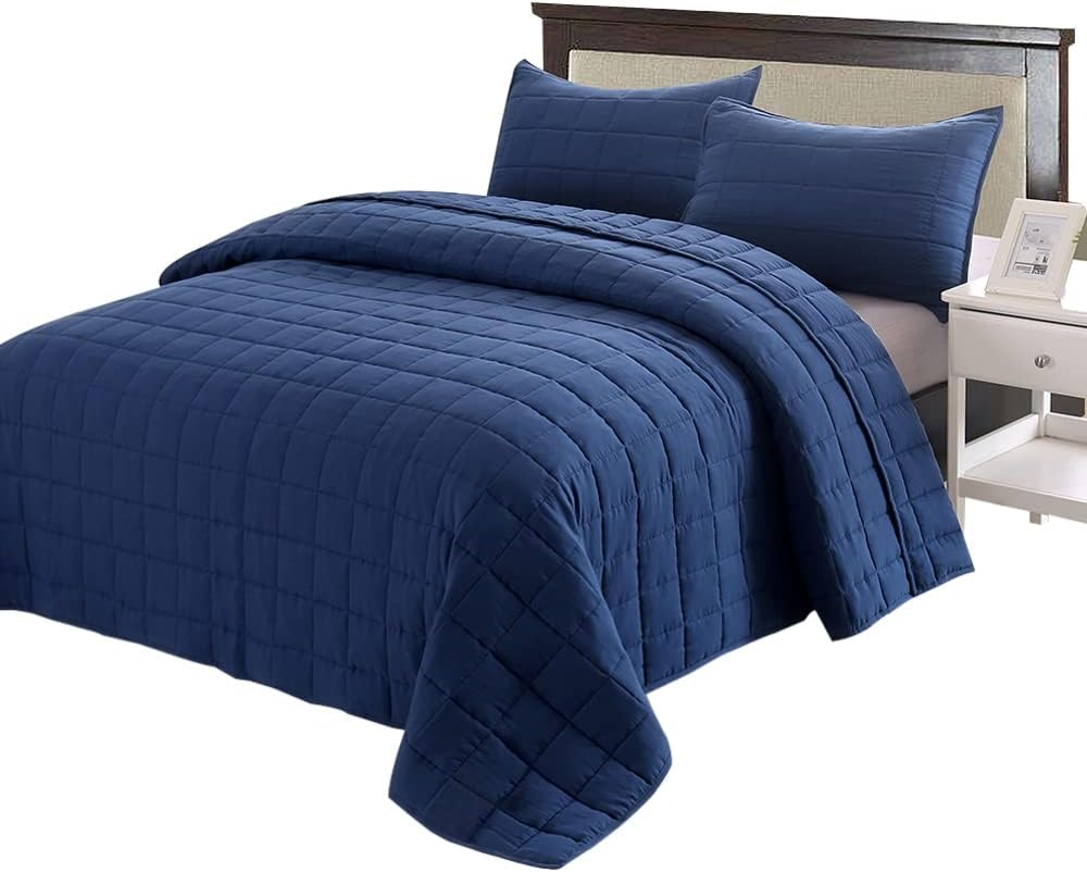 EMME Navy Blue Reversible Twin Quilt Set 1