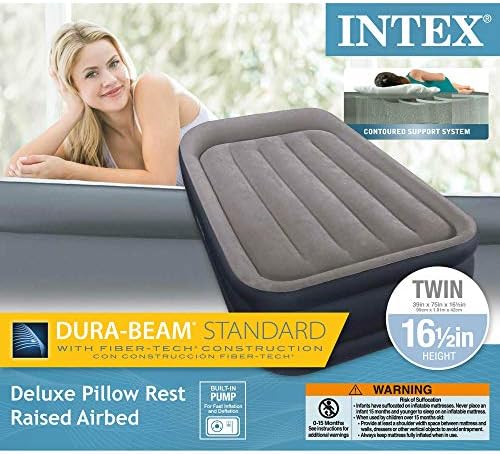 Intex Dura-Beam Deluxe Twin Airbed with Built-In Pillow