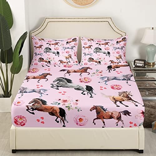 Erosebridal Pink Rose Floral Twin Bedding Set