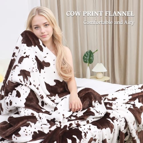SEEGU Cow Print Fleece Throw Blanket Soft Warm