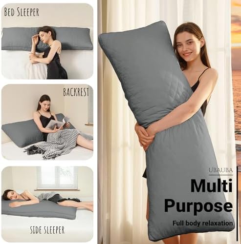 Ubauba Memory Foam Body Pillow - 20x54 Inch Grey 1