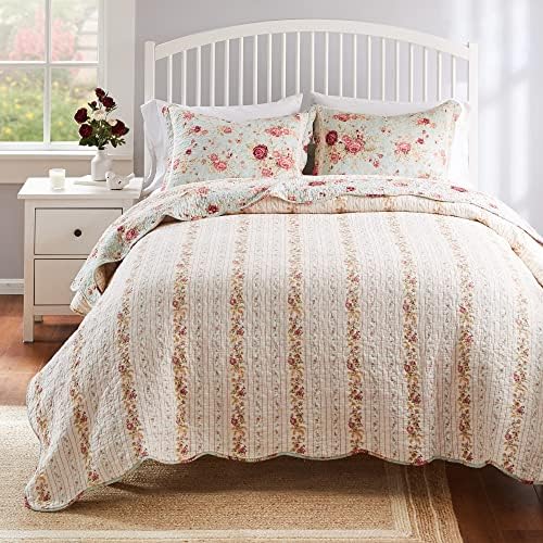Greenland Home Antique Rose 100 Cotton Quilt Set Blue