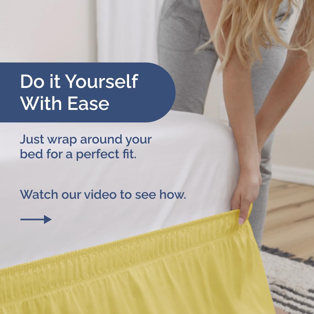 CGK Unlimited Wrap Around Dust Ruffle Bed Skirt Set - Yellow