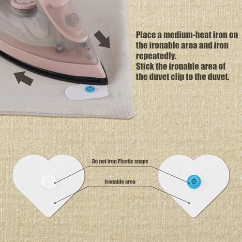 20 Pcs Heart Shape Duvet Snaps for Comforter Hold