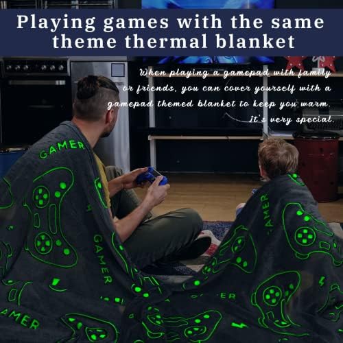Glow in The Dark Game Controller Throw Blanket for Kids