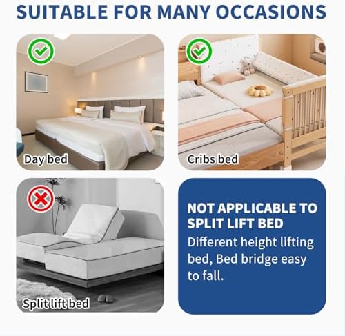 Limthe Bed Bridge Twin XL to King Converter with Washable Cover