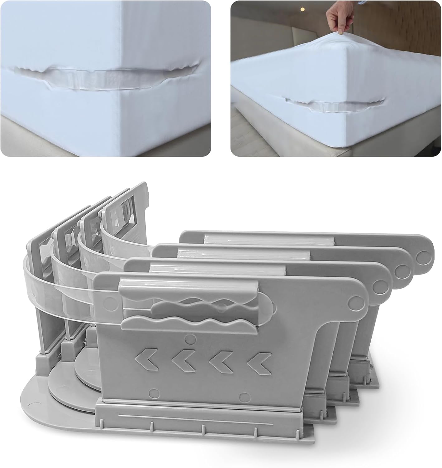 Yikorqu 4PCS Bed Sheet Holders for Corners - Gray