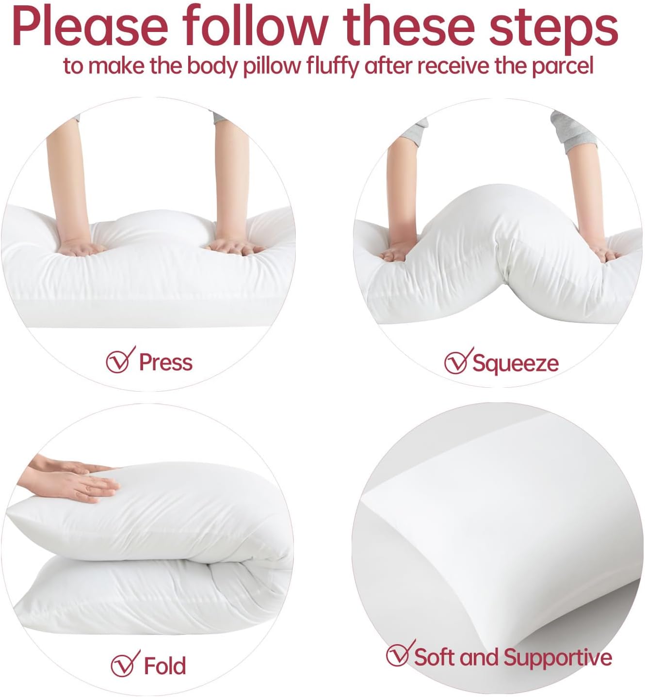 BedTreat Full Body Pillow Insert - 20 X 54 White