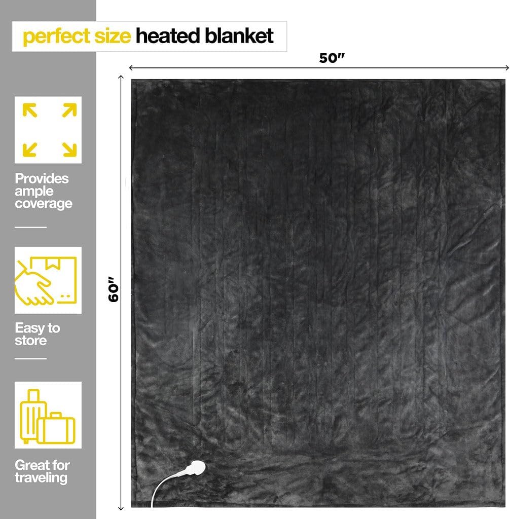 Medical King Heated Blanket - 50x60 Gray 10 Heating Settings