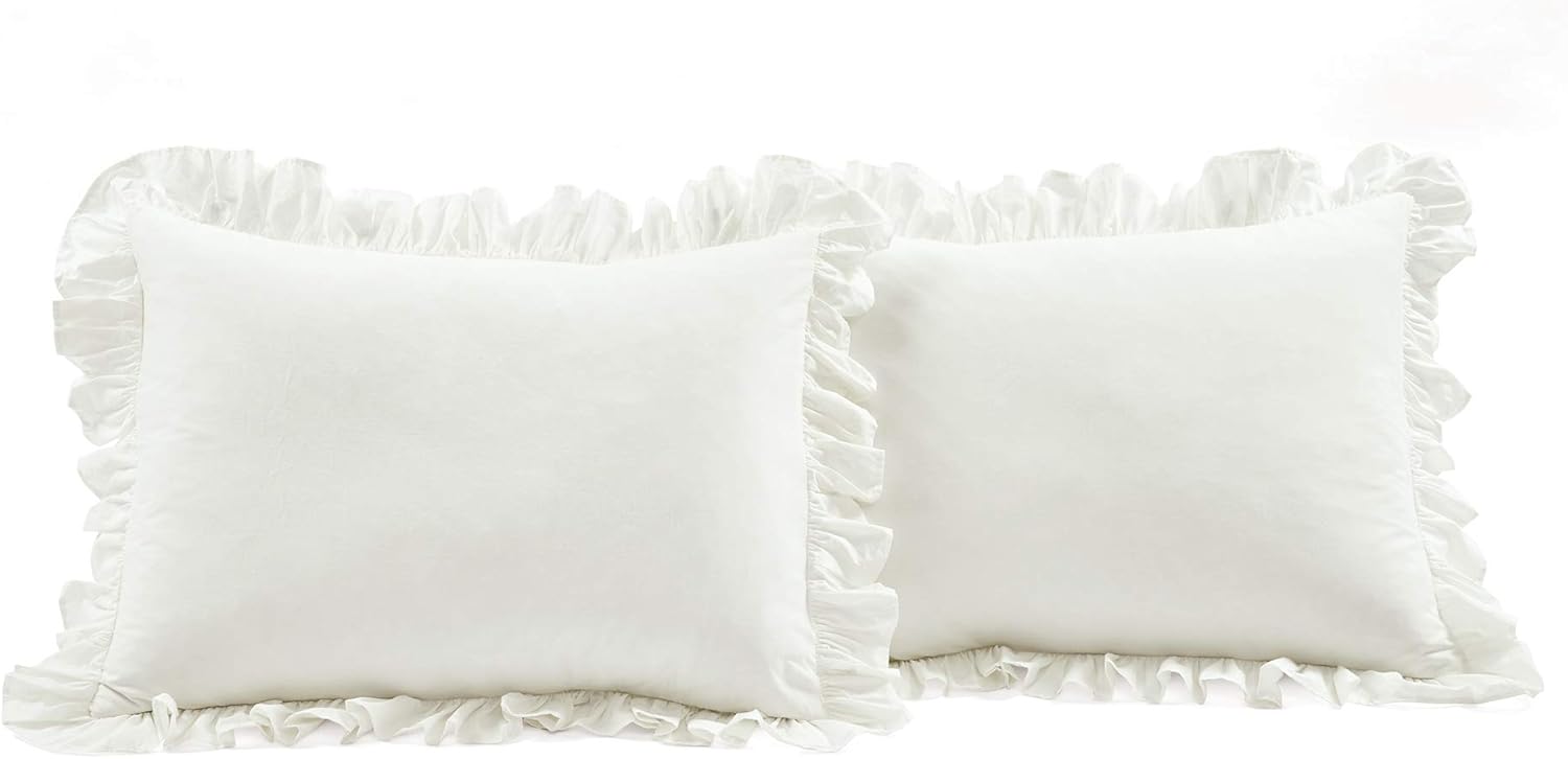 Lush Decor Reyna Ruffle Duvet Cover Set Queen White